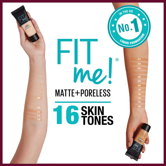 Maybelline New York Fit Me Matte Poreless Liquid Foundation Ideal For Normal To Oily Skin