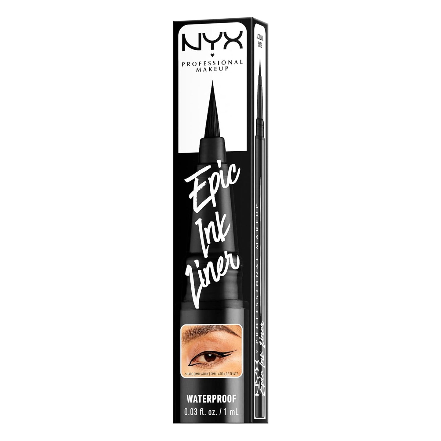 NYX Epic Ink Liner, Waterproof Liquid Eyeliner - Black, Vegan Formula