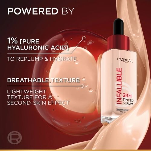 L'Oréal Paris Infallible 24H Tinted Serum With 1% Hyaluronic Acid For Radiant Hydrated Skin